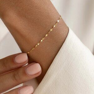 Sparkly Gold Mirror Chain Bracelet Waterproof Gold Summer Jewelry Non-tarnish i